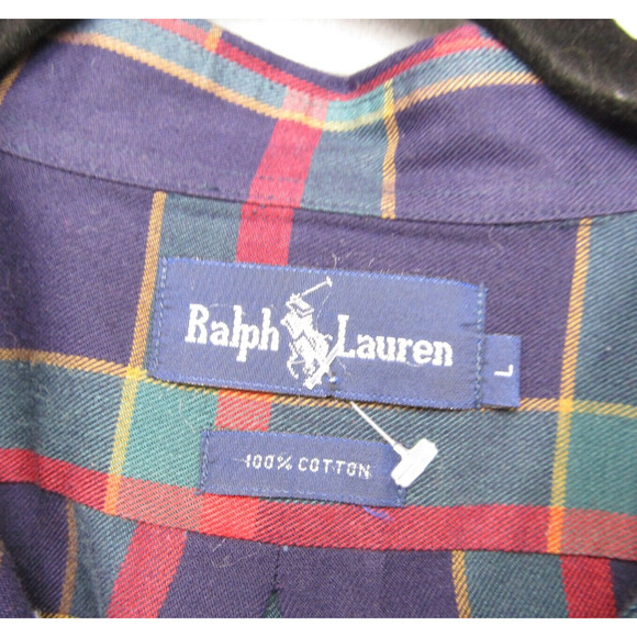 Polo Ralph Lauren Shirt Mens Large Tartan Plaid Window Pane Classic Button Down - Picture 5 of 10